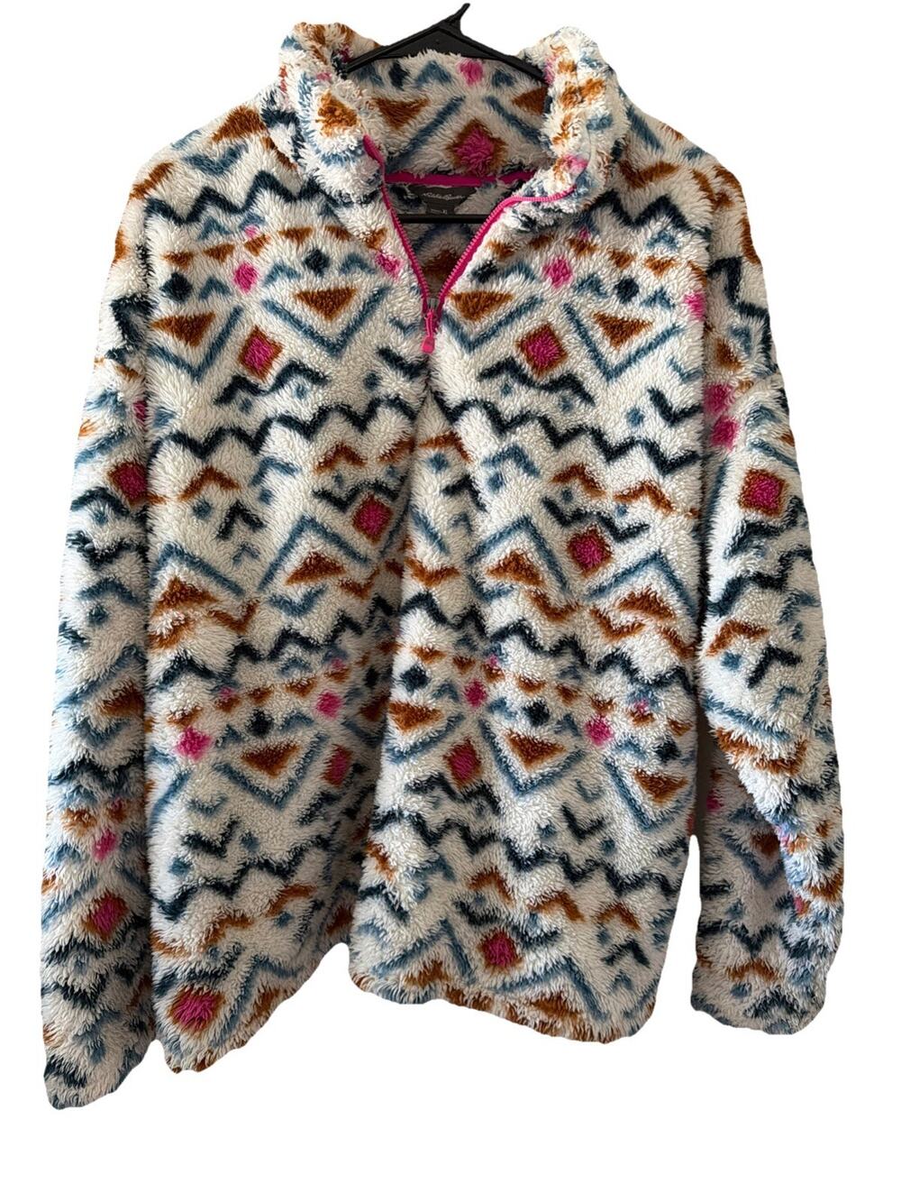 Eddie Bauer Women’s Sherpa Fleeced 1/4 Zip XL Aztec Pattern